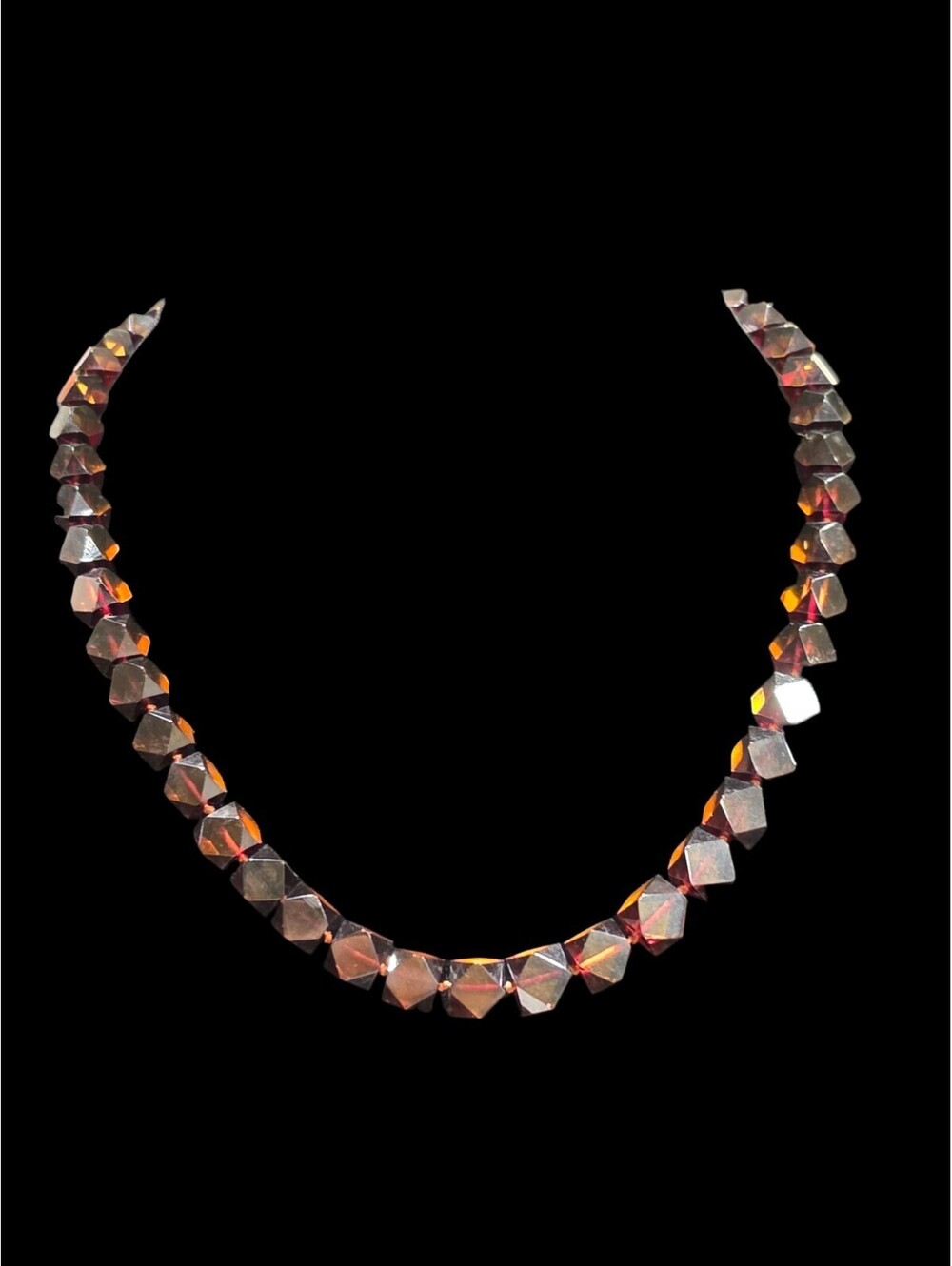 Vintage Natural Baltic Amber Faceted Bicone Bead Necklace 19" 22g